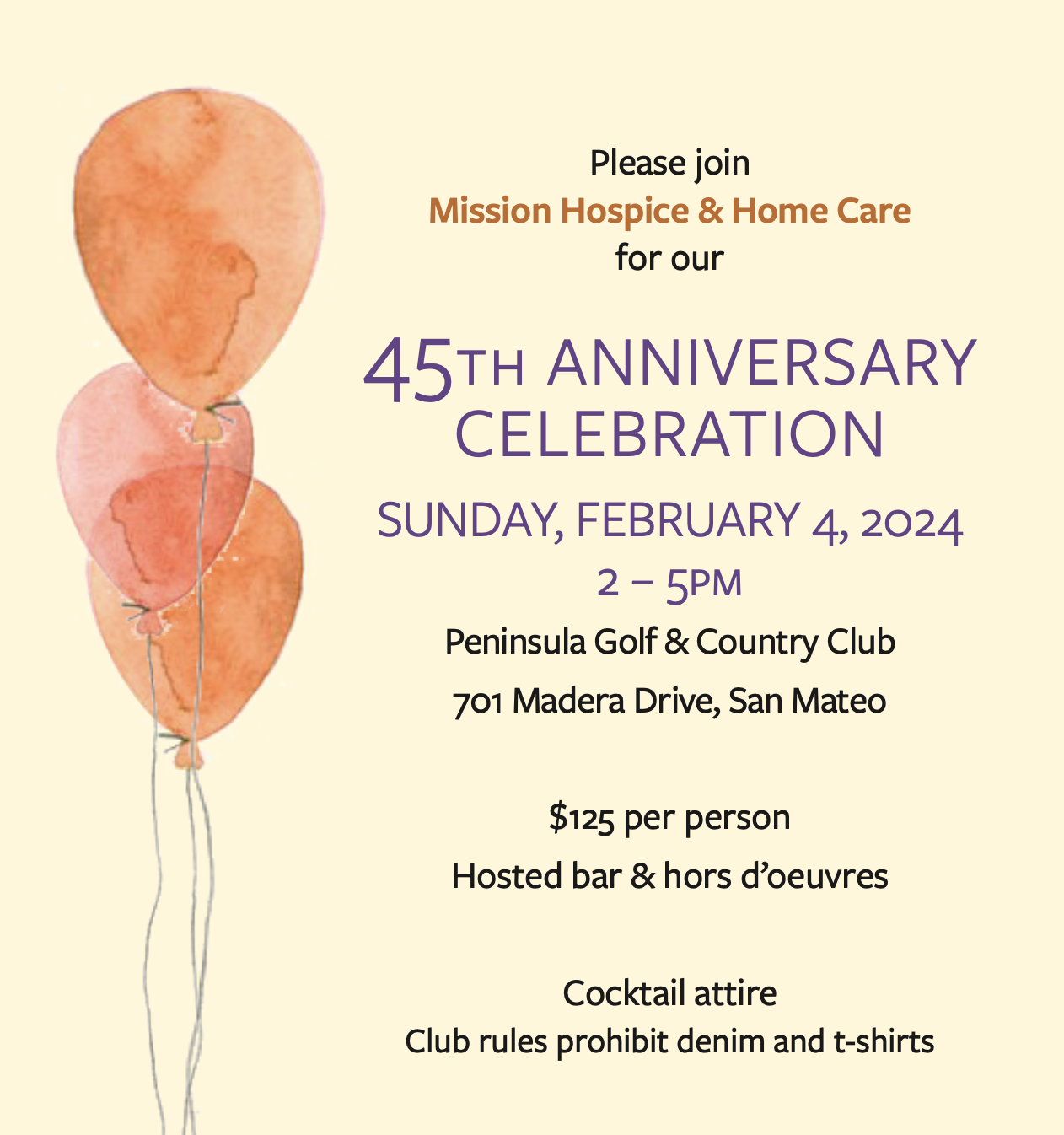 45th anniversary celebration Sunday, February 4, 2024