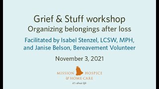 Grief and Stuff Workshop